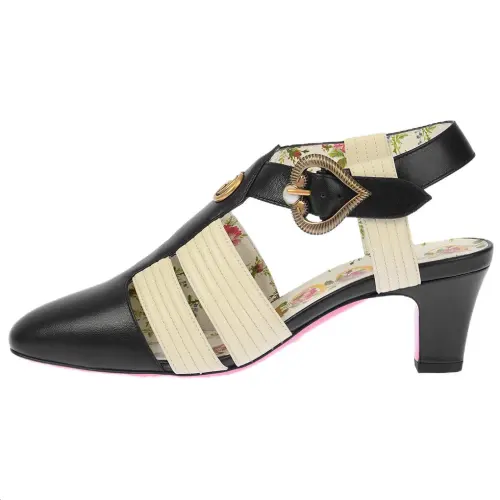 GUCCI Leather High Heels 5.5cm Women's Black