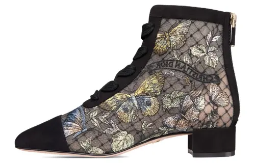 DIOR Naughtily D Suede Ankle Boots 3cm Women's Black Gray