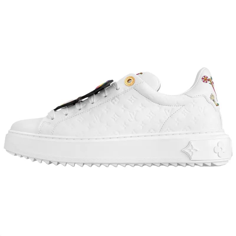 LOUIS VUITTON x Takashi Murakami Time Out Collaboration Cow Leather Low top Skateboard Shoes Women's White