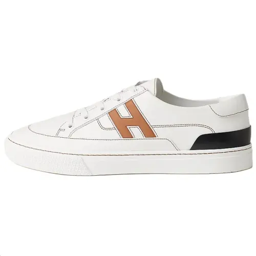 HERMES Deep Leather Low top Skateboard Shoes Men's White