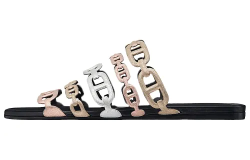 HERMES Slide Slippers Women's Gold