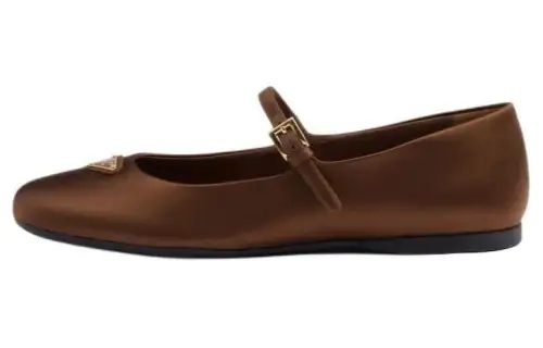 PRADA Minimalist Fashion Mary Jane Shoes Women's Brown