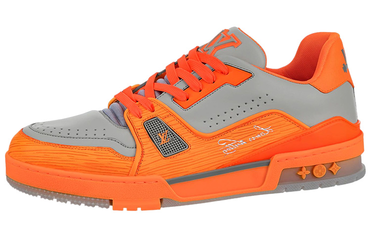 Мужские кеды Louis Vuitton Trainer (серо-оранжевые)