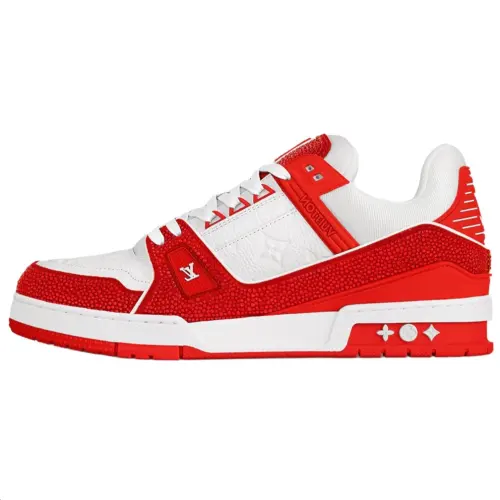 LOUIS VUITTON Trainer Cow Leather Low top Skateboard Shoes Women's Red
