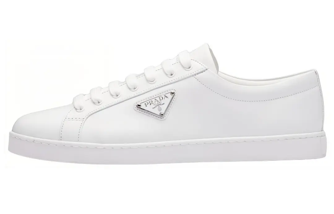PRADA Brushed Sneakers Leather White White