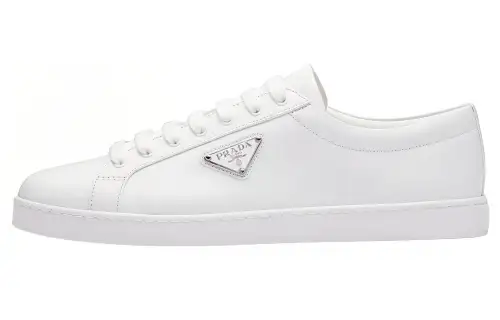 PRADA Brushed Sneakers Leather White White