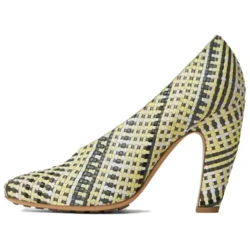 Bottega Veneta Canalazzo Irregular Heel High Heels 10cm Women's Beige Green