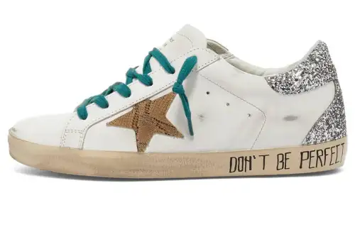 Golden Goose Super Star Leather Low top Stylish Skateboarding Shoes Women's White Silver Distressed
