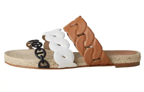 HERMES Gwen Slide Slippers Women's Black/White/Brown