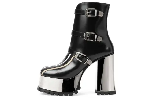 GUCCI Chunky Heel Ankle Boots Women's Black