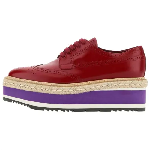 PRADA Leather Casual Shoes 6CM Women's Red