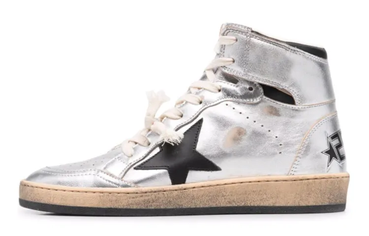 Golden Goose Sky Star Skateboard Shoes Women's High Top Silver