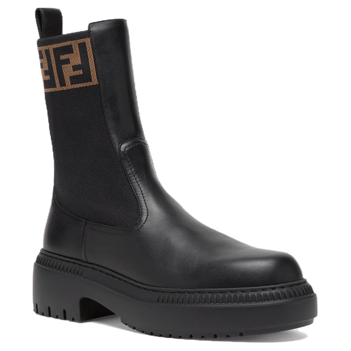 Женские ботинки Fendi Domino 5cm (черные) — фото 3