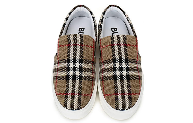 Женские кеды Burberry Checked (бежевые) — фото 4