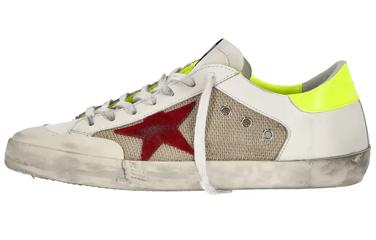 Golden Goose Super Star Leather Stylish Skateboarding Shoes Men's White Red
