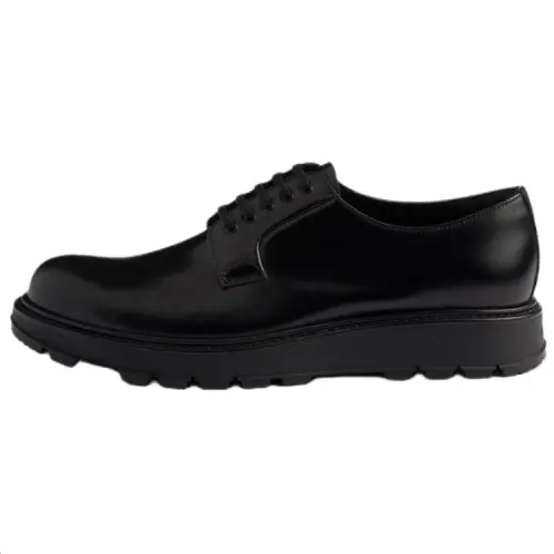 PRADA Cow Leather Casual Shoes Men's Black