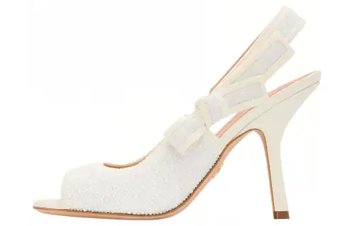 DIOR J'Adior Cotton Fabric Slim Heel High Heels 10cm Women's White