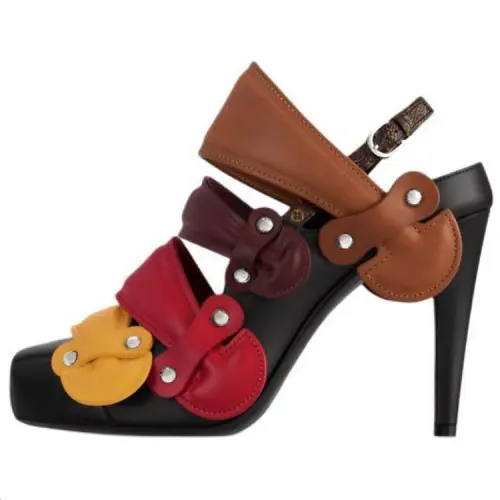 LOUIS VUITTON Legacy Cow Leather Slim Heel High Heels 9cm Women's Multicolor