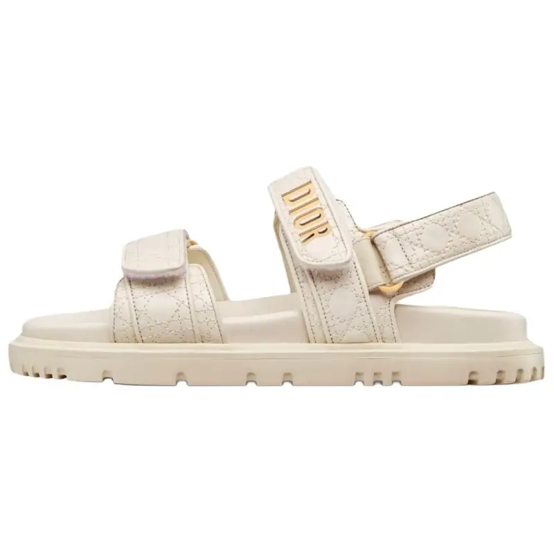 DIOR DiorAct Cow Leather One Strap Sandals Women's Ecru