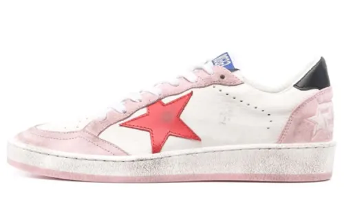 Golden Goose Ball Star Leather Low top Stylish Skateboarding Shoes Women's Pink Distressed