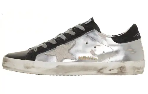 Golden Goose Super Star Cow Leather Low top Skateboard Shoes Women's Silver
