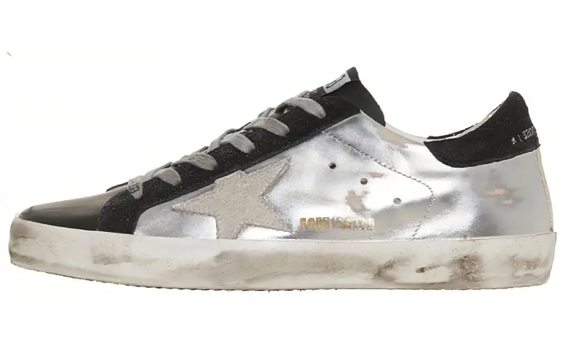 Golden Goose Super Star Cow Leather Low top Skateboard Shoes Women's Silver