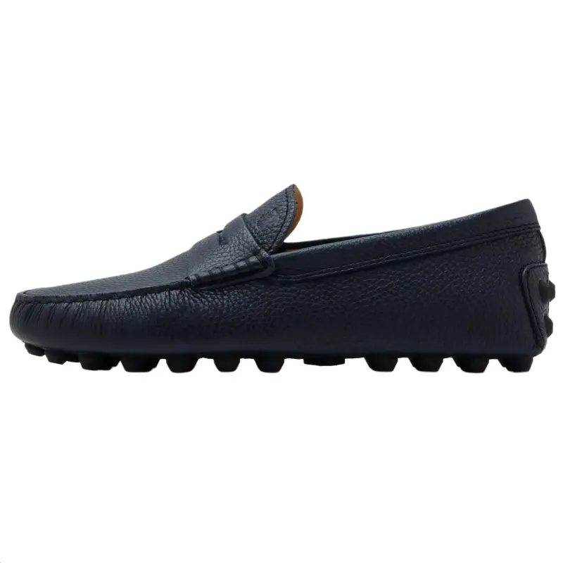 TOD'S Tods Gommino Leather Round Toe Flat Shoes Men's Dark Blue