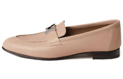 HERMES PARIS Sheepskin Loafers Women's Beige