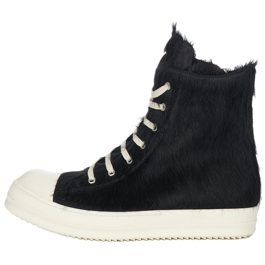 RICK OWENS/RO Cow Leather High top Skateboard Shoes Men's Black