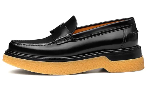 HERMES Dublin Leather Casual Shoes Women's Black