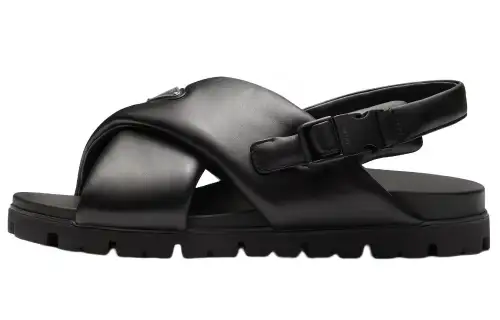 PRADA Padded Crossover-straps Flat Sandals