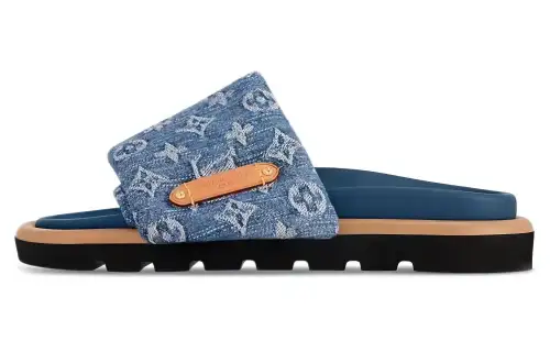 LOUIS VUITTON Pool Pillow Comfort Slide Slippers Women's Blue