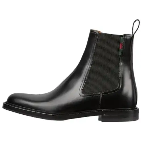 GUCCI Leather Short Chelsea Boots Men's Black