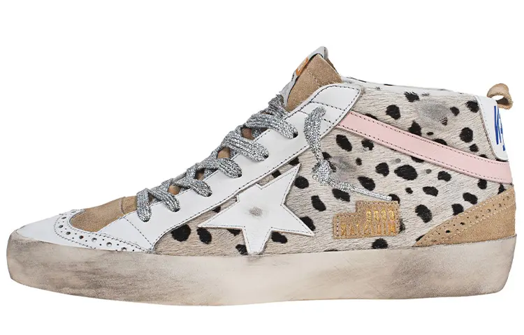Golden Goose Mid Star Mid top Skateboard Shoes Women's Leopard Print