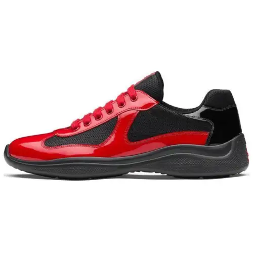 PRADA America's Cup Patent Leather Low top Athletic Shoes Men's Red Black