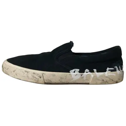 Balenciaga Paris Low Top Slip On Shoes 'Washed Black Cotton'