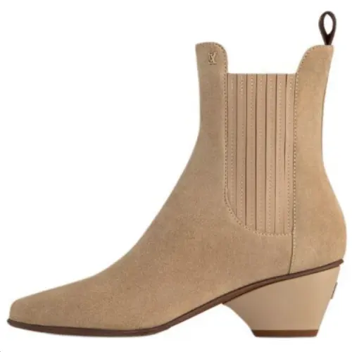 LOUIS VUITTON Trinity Calfskin Short Chelsea Boots 5CM Women's Umber