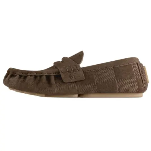 LOUIS VUITTON Footprint Cow Leather Casual Shoes Men's Brown