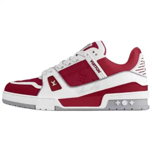 LOUIS VUITTON Trainer Cow Leather Low top Skateboard Shoes Men's Red