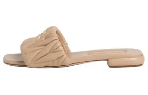 MIU MIU Slide Slippers Women's Sand Yellow