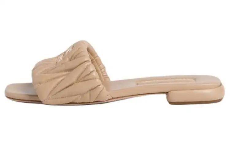 MIU MIU Slide Slippers Women's Sand Yellow