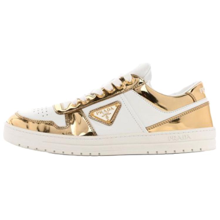 PRADA Downtown Leather Sneakers 'White Gold' Women's