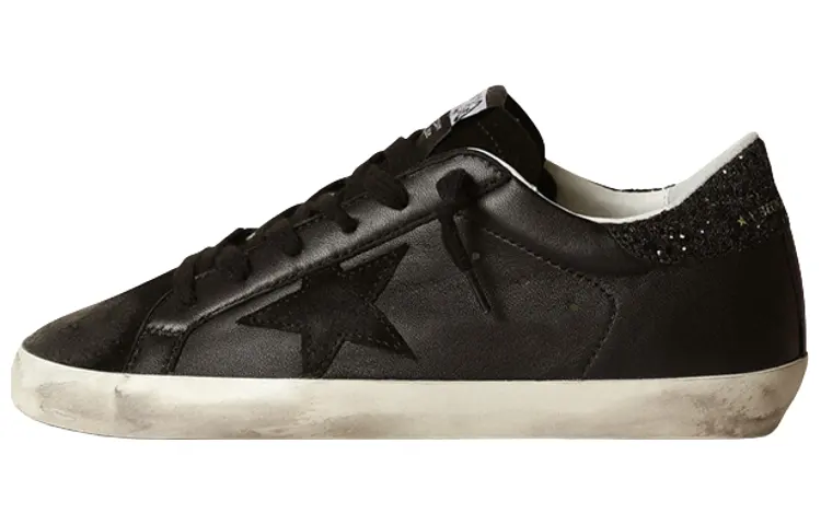 Golden Goose Superstar Black Glitter Heel Women's