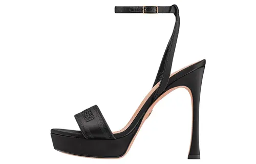 DIOR Dway Leather One Strap Sandals 12cm Women's Black