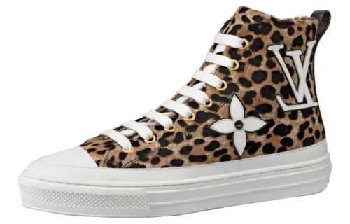 LOUIS VUITTON Lv Stellar High Top Sneakers Leopard 'Brown Yellow' Women's
