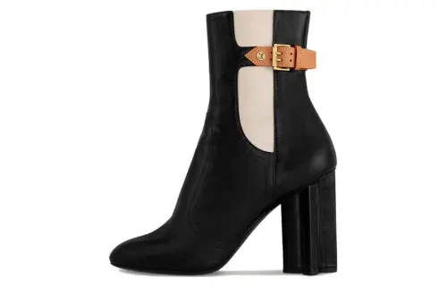 LOUIS VUITTON Silhouette Cow Leather Ankle Boots Women's Black