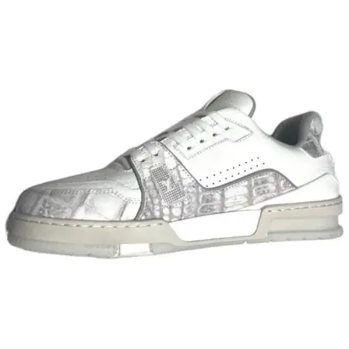 LOUIS VUITTON Trainer Low top Skateboard Shoes Unisex White Gray