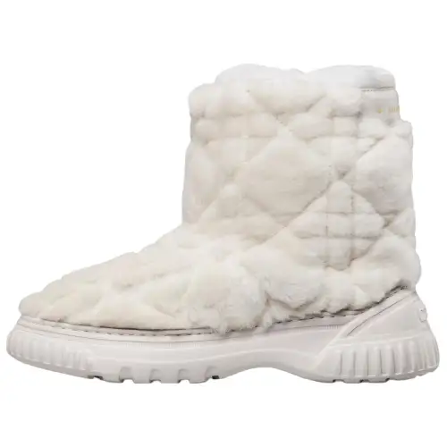DIOR D Connect Suede Short Snow Boots Women's White
