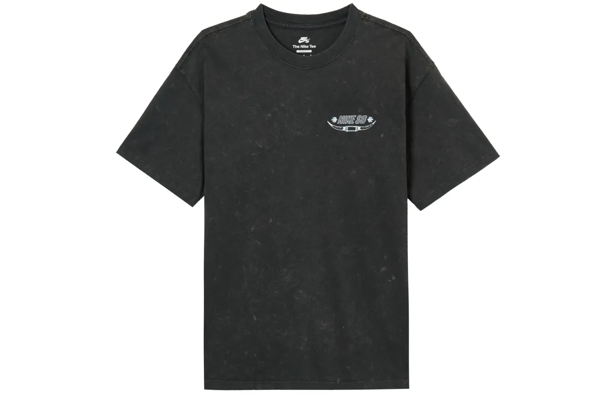 Nike SB T-Shirts Men's Gray Black Crew Neck Moderate