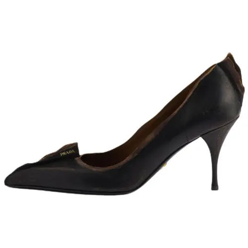 PRADA Slim Heel High Heels 8.5cm Women's Black & Brown